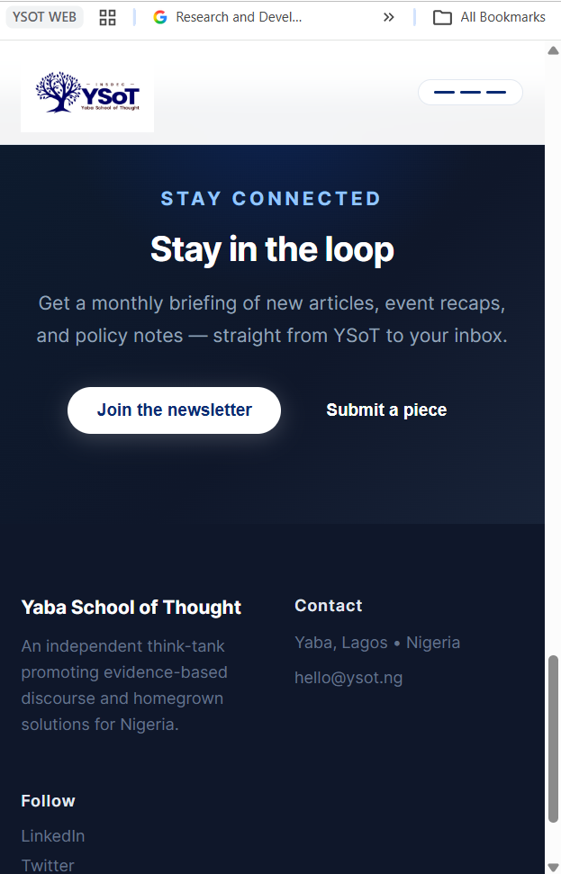 YSoT Website screen 2